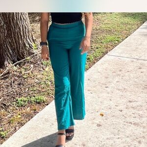Sincerely Jules Teal turquoise wide leg elastic waist pants